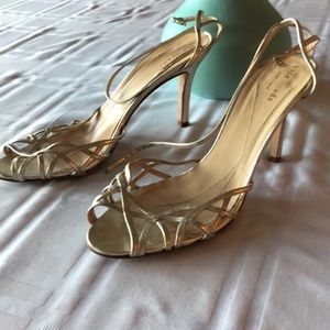 Strapped gold Kate Spade heels